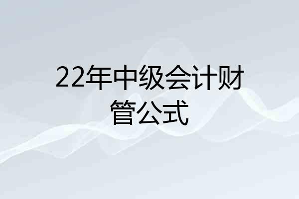 22年中级会计财管公式