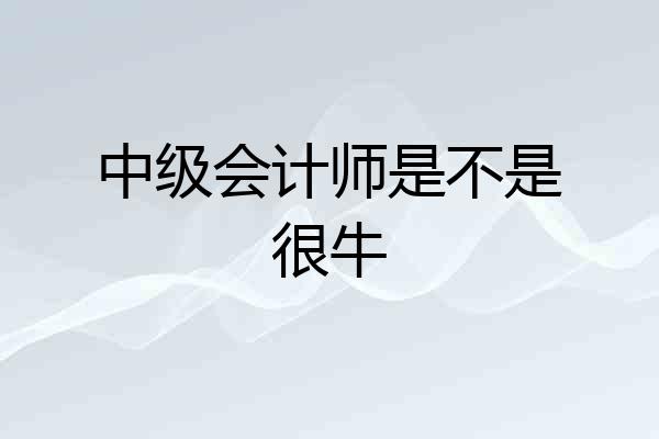中级会计师是不是很牛