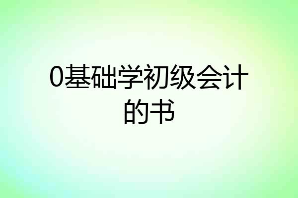 0基础学初级会计的书