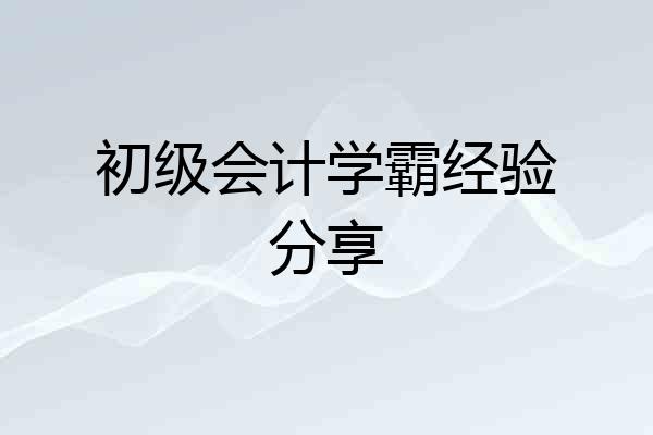 初级会计学霸经验分享