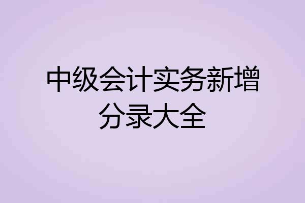 中级会计实务新增分录大全