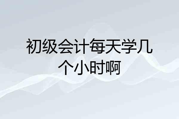 初级会计每天学几个小时啊