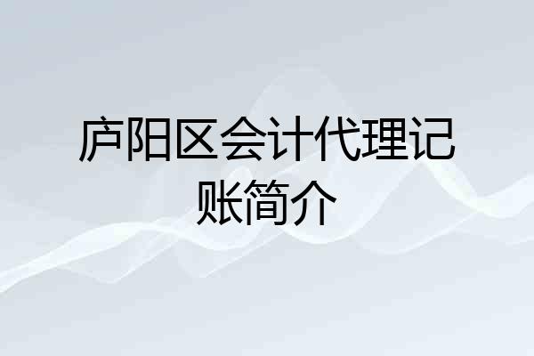 庐阳区会计代理记账简介