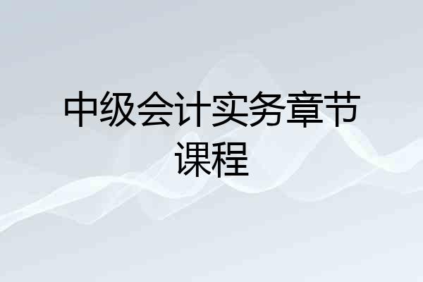 中级会计实务章节课程