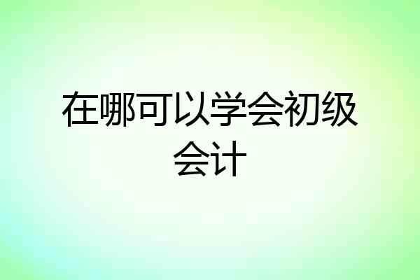 在哪可以学会初级会计