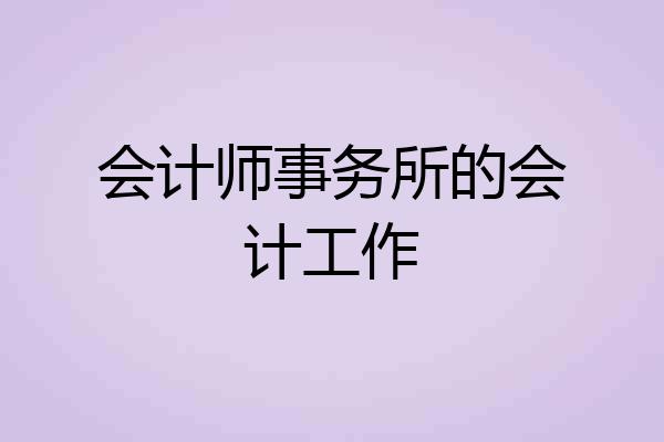会计师事务所的会计工作