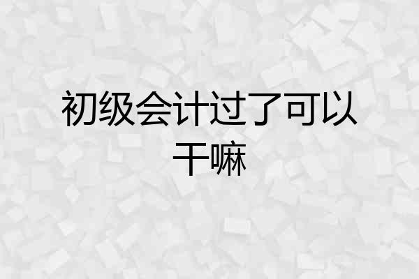初级会计过了可以干嘛
