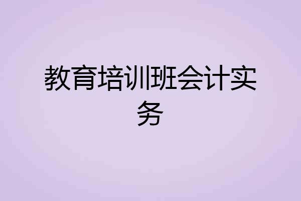 教育培训班会计实务