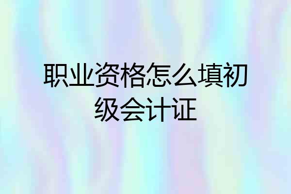 职业资格怎么填初级会计证