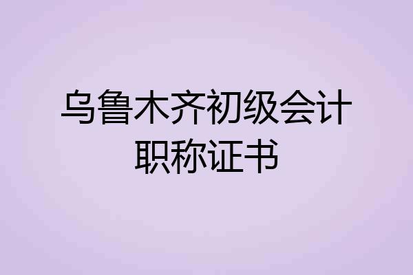乌鲁木齐初级会计职称证书