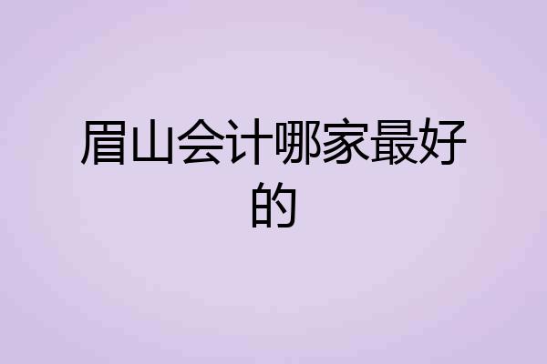 眉山会计哪家最好的