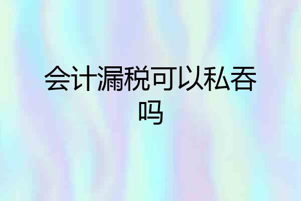 会计漏税可以私吞吗