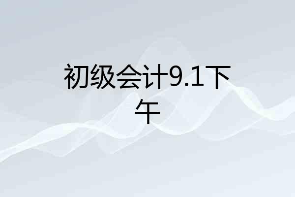 初级会计9.1下午