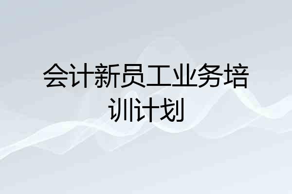会计新员工业务培训计划