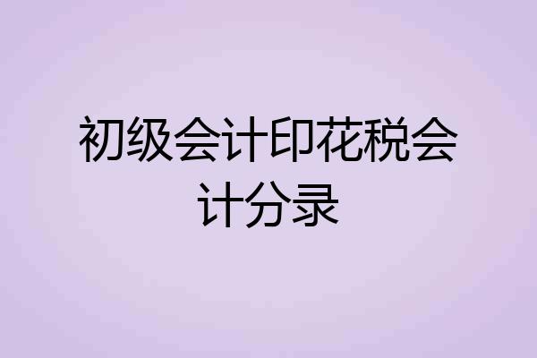 初级会计印花税会计分录