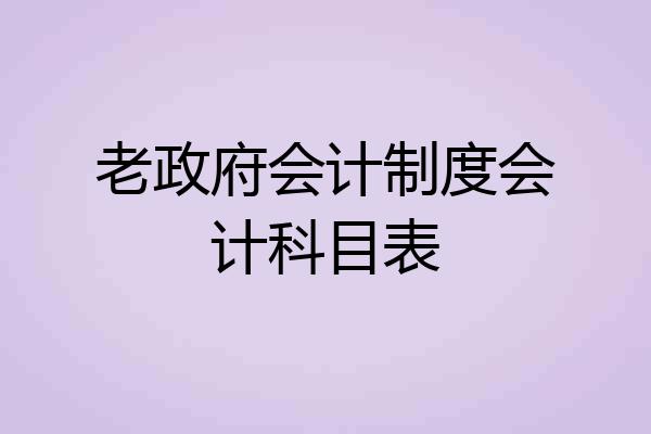 老政府会计制度会计科目表