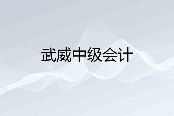 武威中级会计