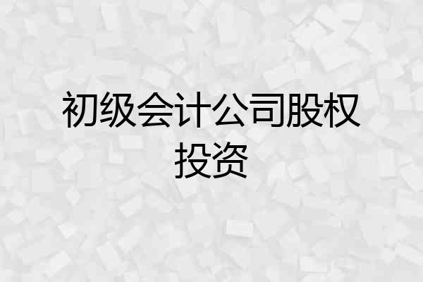 初级会计公司股权投资