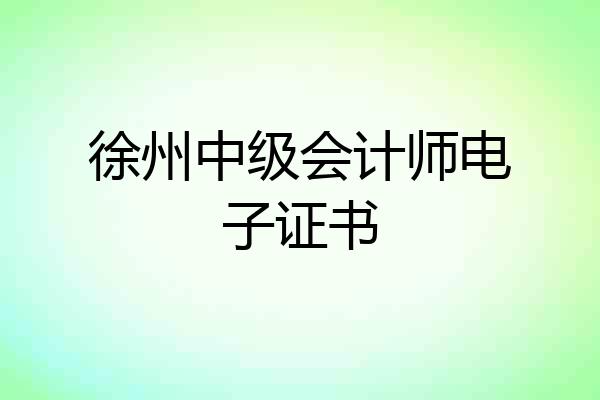 徐州中级会计师电子证书