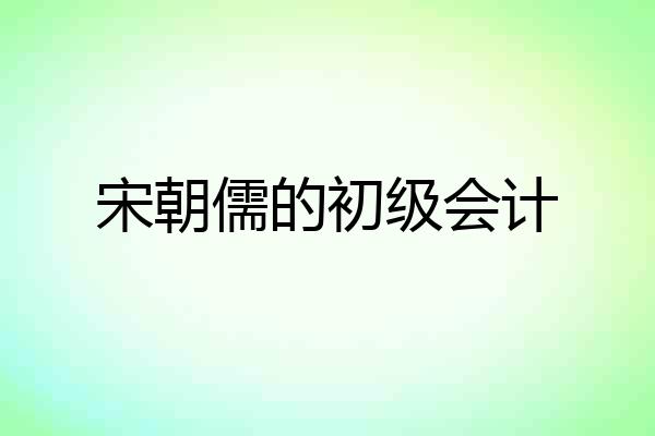 宋朝儒的初级会计