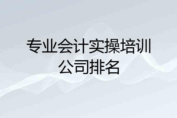 专业会计实操培训公司排名