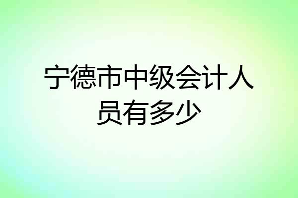 宁德市中级会计人员有多少