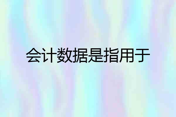 会计数据是指用于