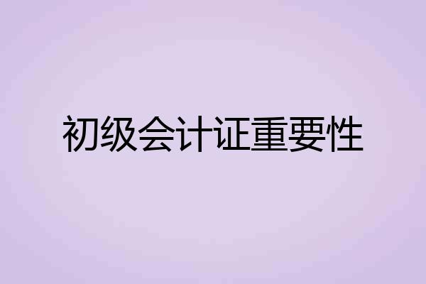 初级会计证重要性