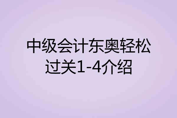 中级会计东奥轻松过关1-4介绍