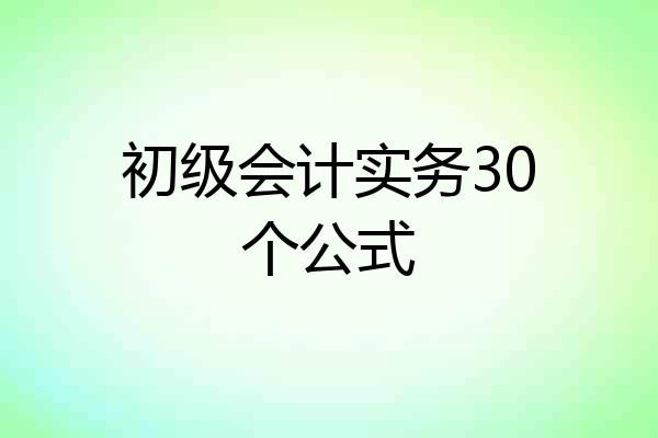 初级会计实务30个公式