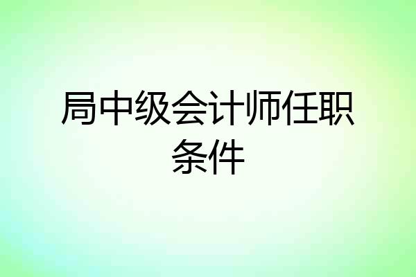 局中级会计师任职条件