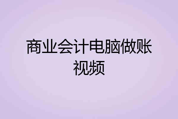 商业会计电脑做账视频