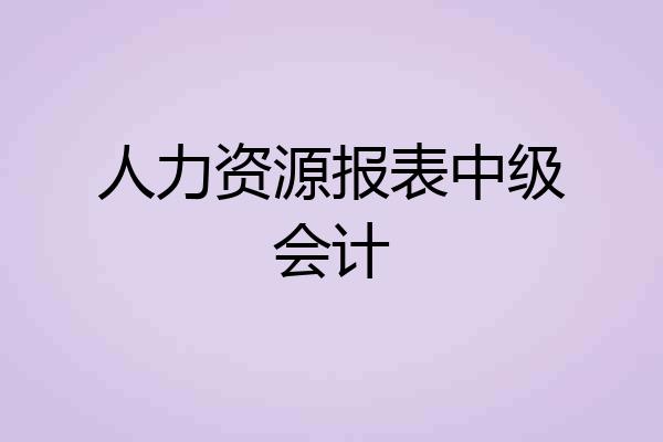 人力资源报表中级会计