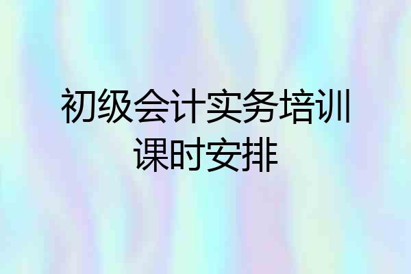 初级会计实务培训课时安排