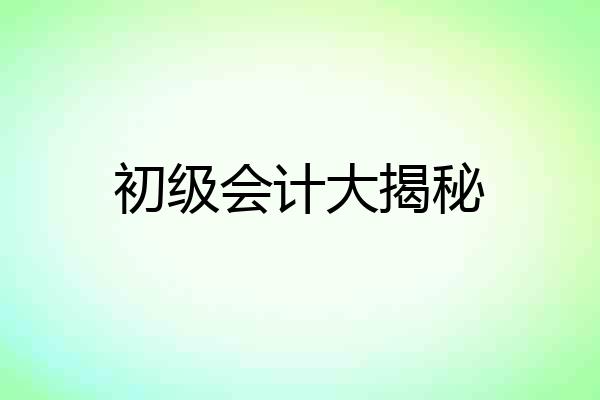 初级会计大揭秘