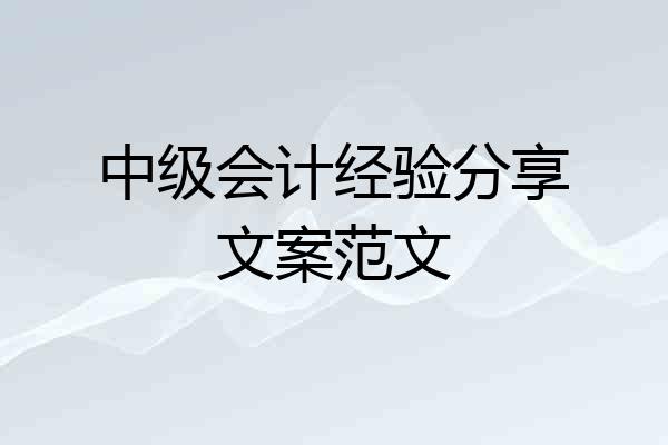 中级会计经验分享文案范文