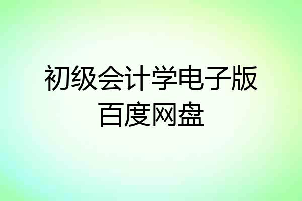 初级会计学电子版百度网盘