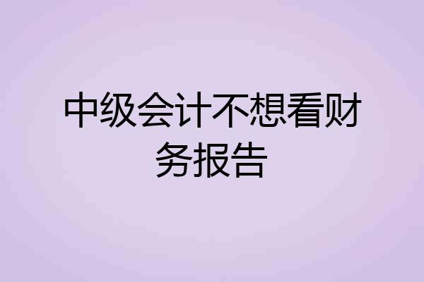 中级会计不想看财务报告