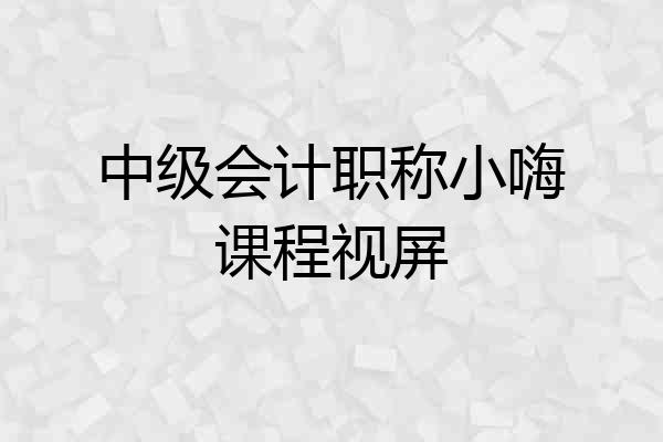 中级会计职称小嗨课程视屏