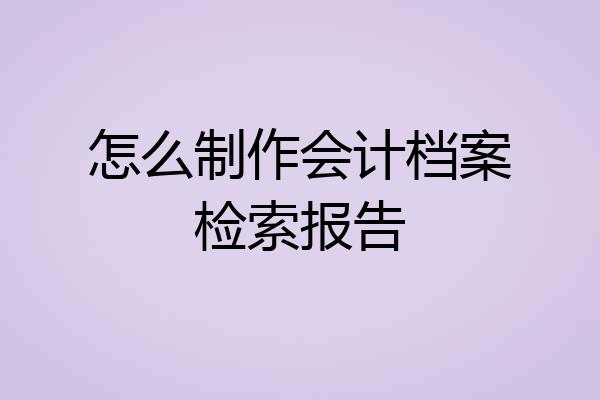 怎么制作会计档案检索报告