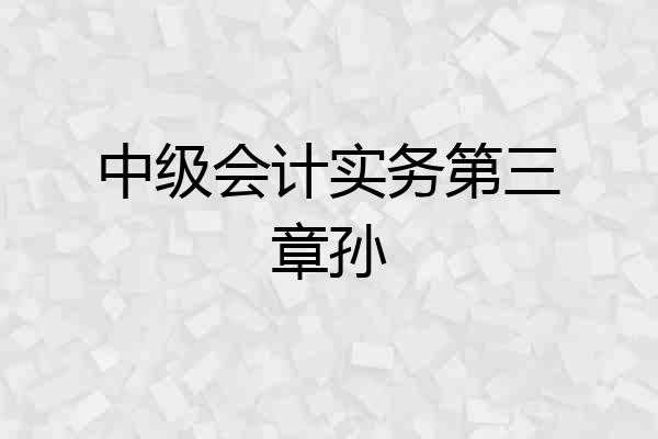 中级会计实务第三章孙