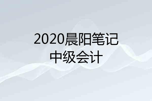 2020晨阳笔记中级会计