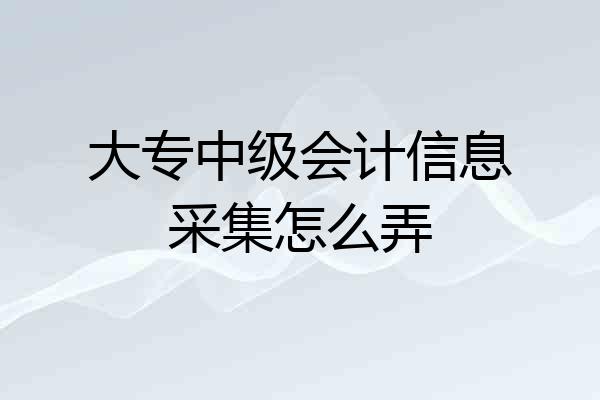 大专中级会计信息采集怎么弄