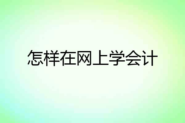 怎样在网上学会计