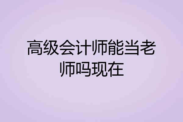 高级会计师能当老师吗现在