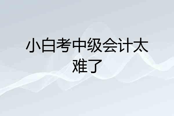 小白考中级会计太难了