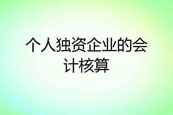 个人独资企业的会计核算