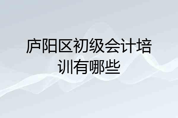 庐阳区初级会计培训有哪些
