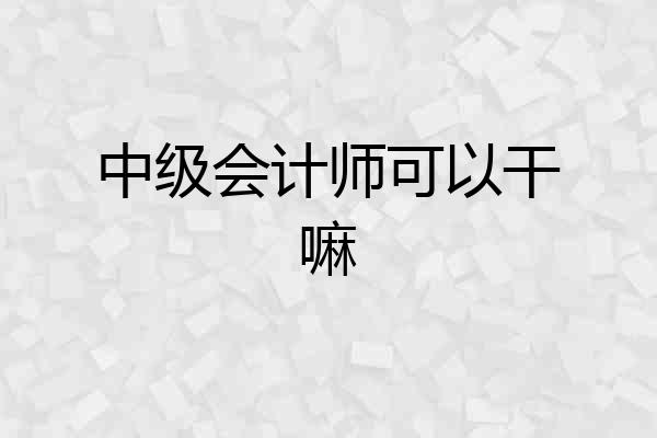 中级会计师可以干嘛