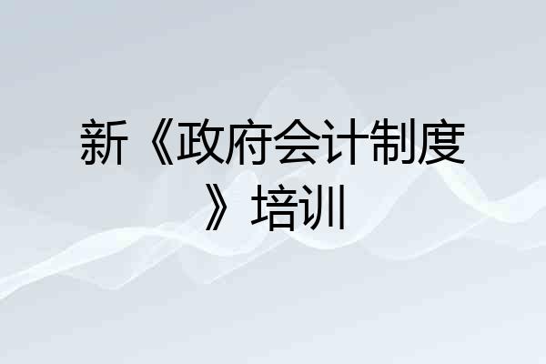 新《政府会计制度》培训